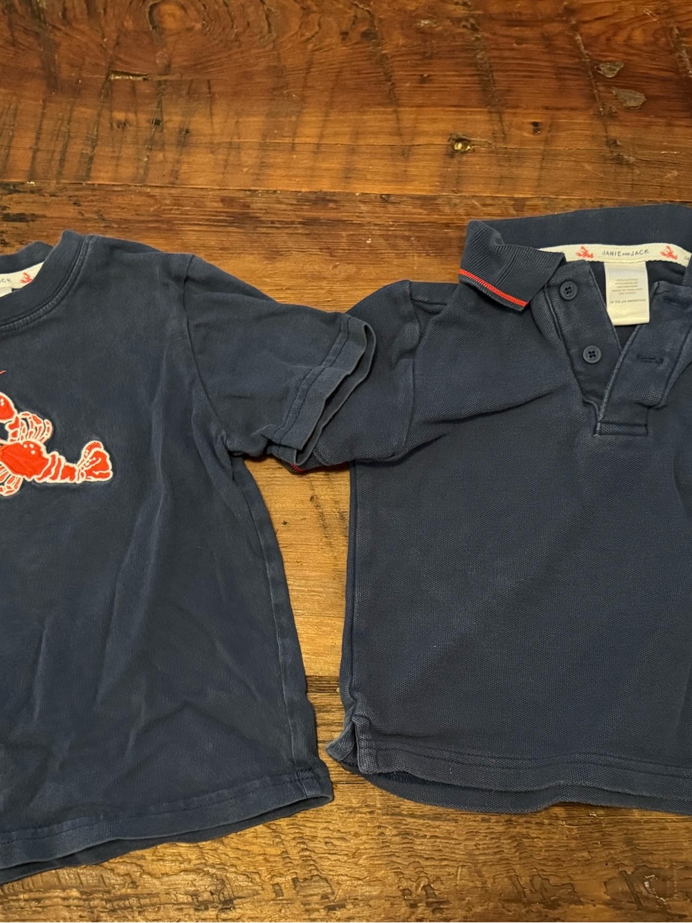 Janie and Jack Navy Polo and Graphic Tee Set with Red Accent